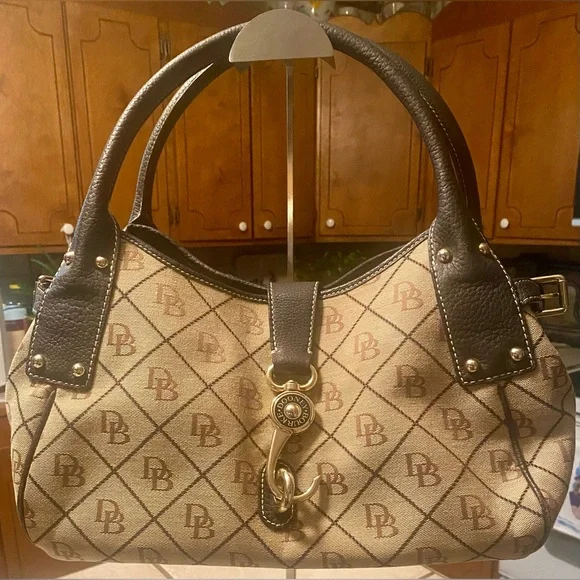 Dooney & Bourke Brown and Tan Signature Bag - Picture 1 of 13